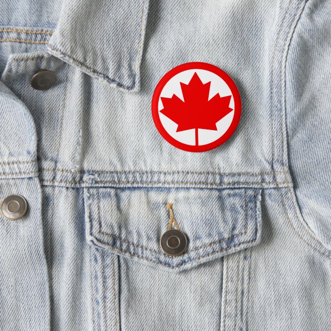 Canada Maple Leaf      6 Cm Round Badge (In Situ)