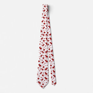 Canada Maple Leaf and Moose Pattern Tie