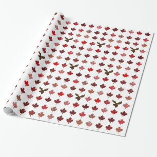 Canada Maple Leaf and Moose Wrapping Paper