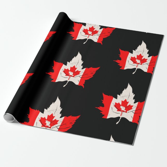 canada maple leaf beaver canadian wrapping paper (Unrolled)