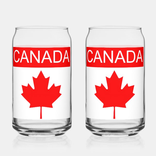 Canada Maple Leaf Can Glass (Front)