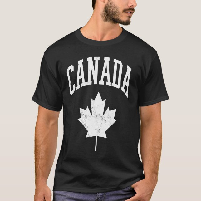 Canada Maple Leaf Canadian Distressed T-Shirt (Front)