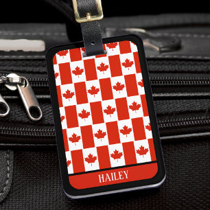 Canada Maple Leaf Canadian Flag Pattern Name Luggage Tag