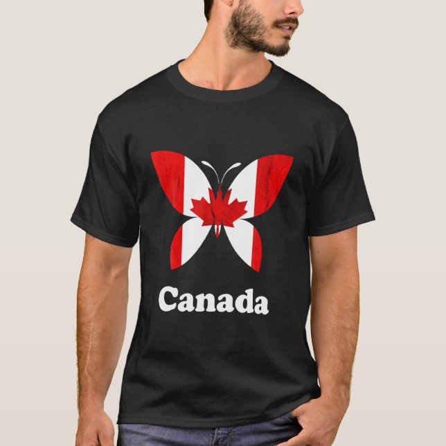 Canada Maple Leaf Canadian Pride Butterfly Canadia T-Shirt (Front)