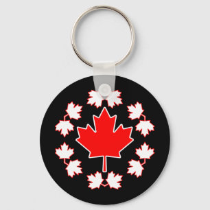 Canada Maple Leaf Circle Design Key Ring