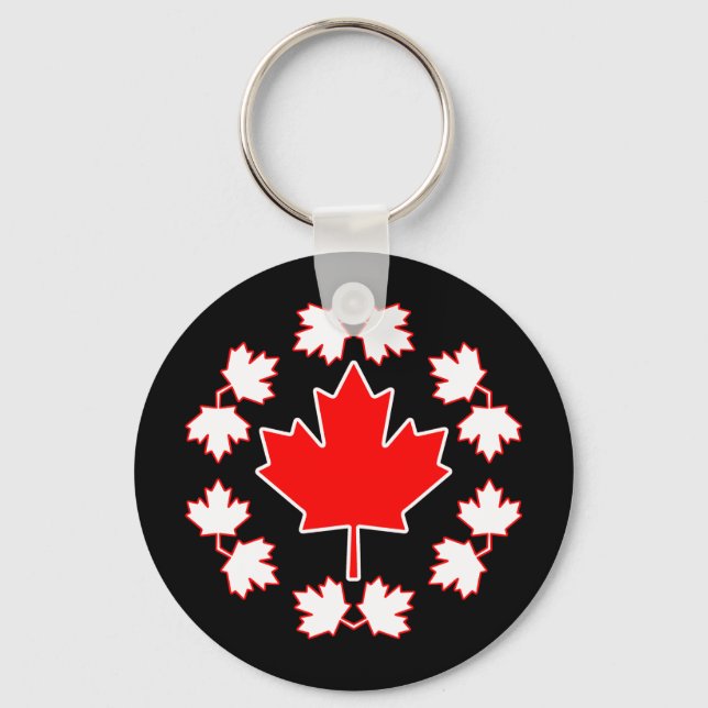 Canada Maple Leaf Circle Design Key Ring (Front)