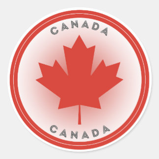 Canada Maple Leaf Circle Shape Classic Round Sticker