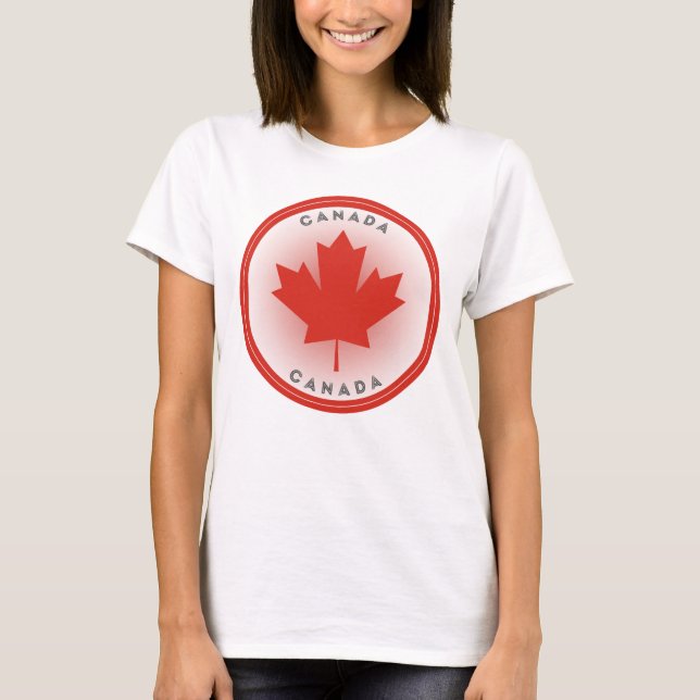 Canada Maple Leaf Circle Shape T-Shirt (Front)