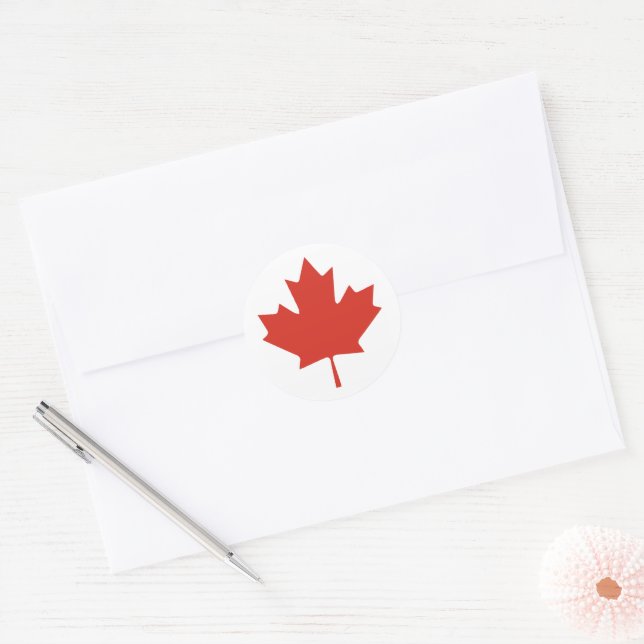 CANADA MAPLE LEAF CLASSIC ROUND STICKER (Envelope)