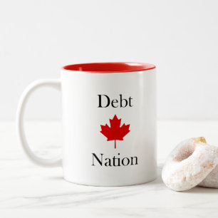 Canada Maple Leaf Debt Nation Light-Color Two-Tone Coffee Mug