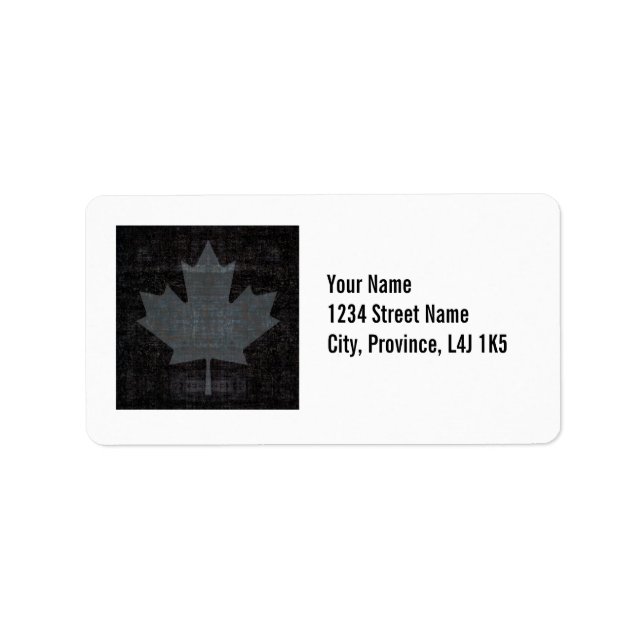 Canada maple leaf flag grey and black design label (Front)