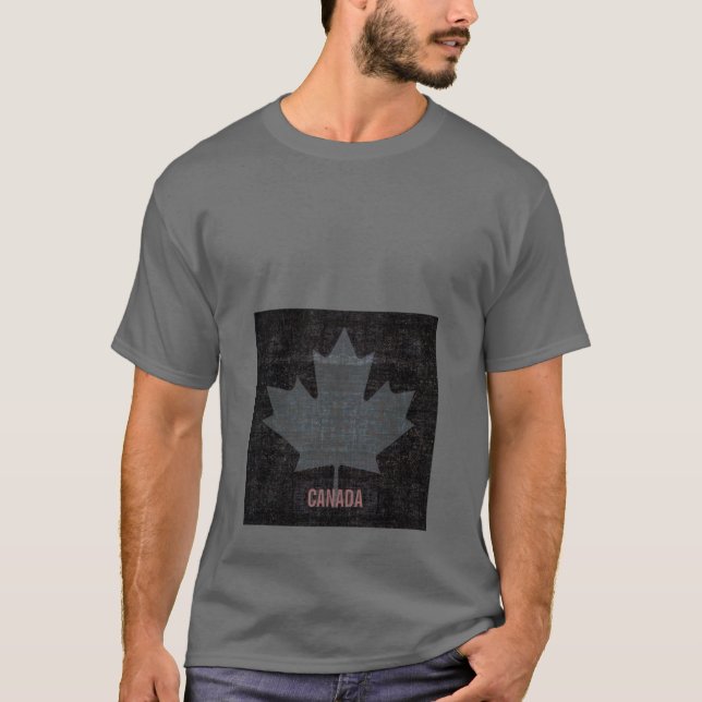 Canada maple leaf flag grey and black design T-Shirt (Front)
