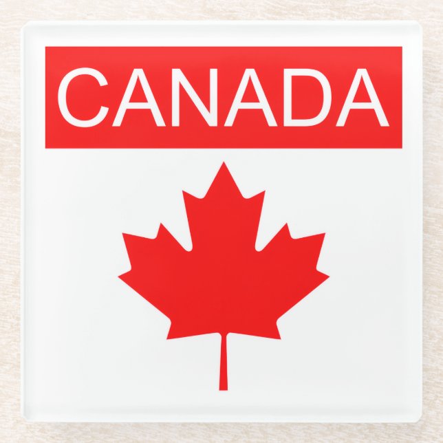 Canada Maple Leaf  Glass Coaster (Front)