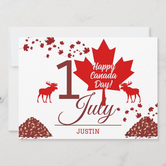 Canada Maple Leaf, Happy canada day, 1st of July Holiday Card (Front)