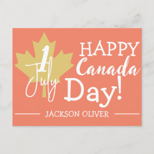 Canada Maple Leaf, Happy canada day, 1st of July Holiday Postcard
