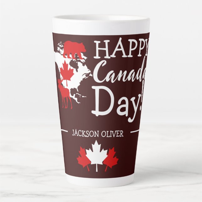 Canada Maple Leaf, Happy canada day, 1st of July Latte Mug (Front)