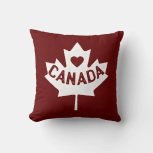 Canada Maple Leaf Heart Cushion