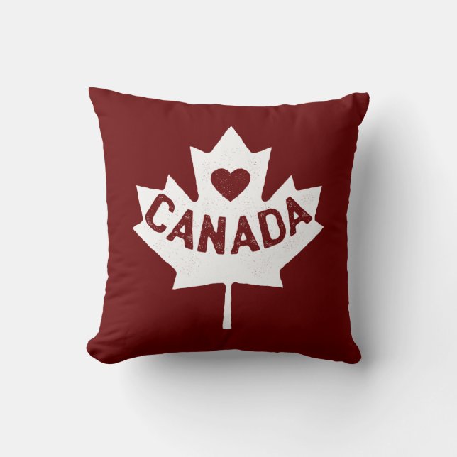 Canada Maple Leaf Heart Cushion (Front)