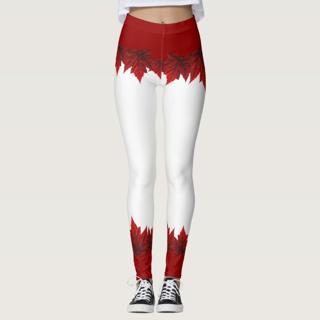 Canada Maple Leaf Leggings Autumn Leaves Leggings (Front)