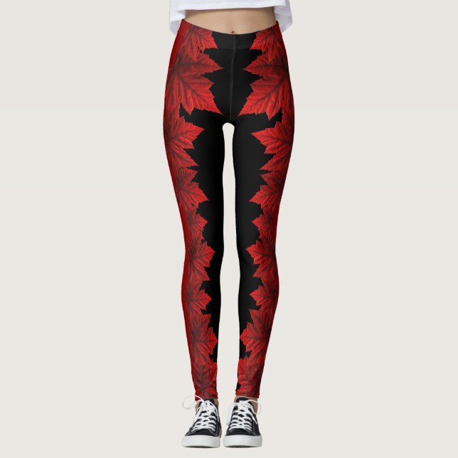Canada Maple Leaf Leggings Autumn Leaves Leggings (Front)