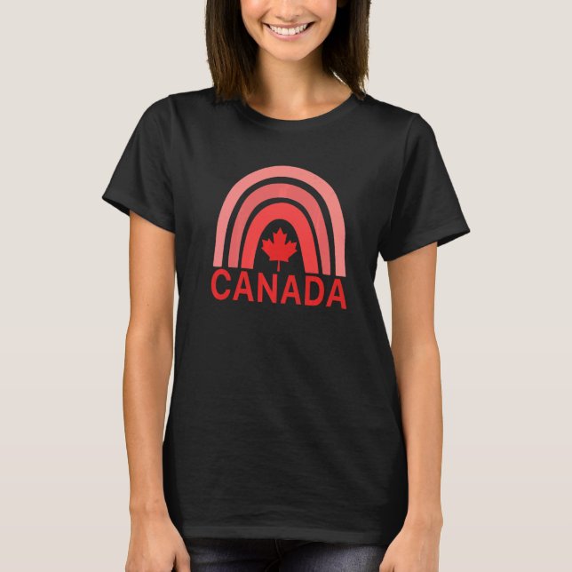 Canada Maple Leaf Rainbow Canadian Symbols Canadia T-Shirt (Front)