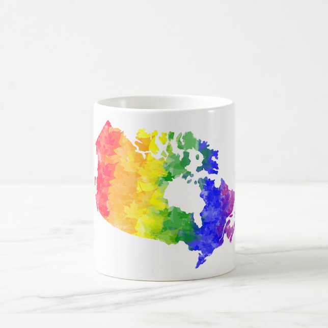 Canada Maple Leaf Rainbow Pride map mug (Center)