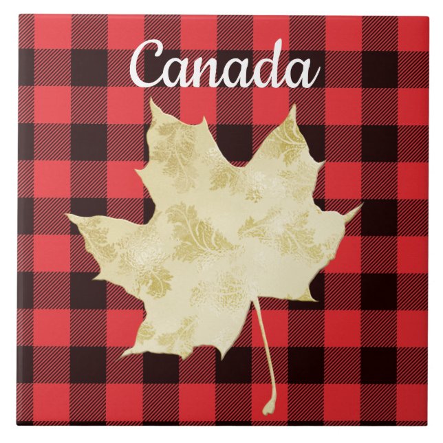 Canada Maple Leaf Red Plaid Tile (Front)