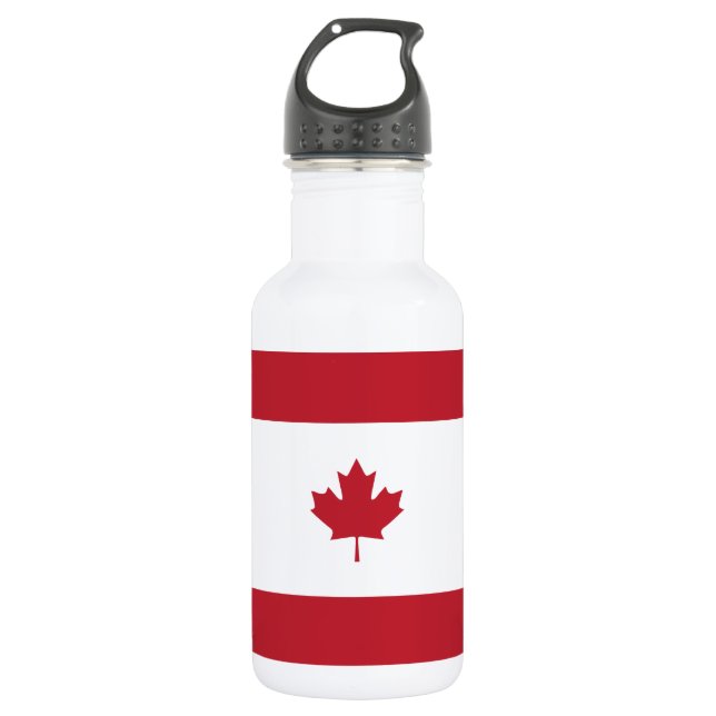 Canada Maple Leaf Red Stripe Water Bottle (Front)