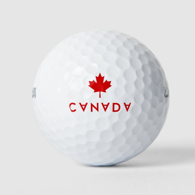 Canada Maple Leaf Upside-Down Lettering Colour Golf Balls (Front)