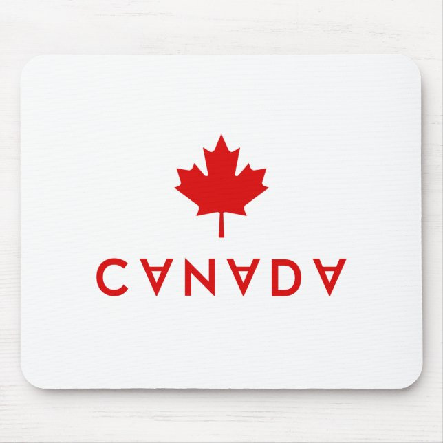 Canada Maple Leaf Upside-Down Lettering Colour Mouse Mat (Front)