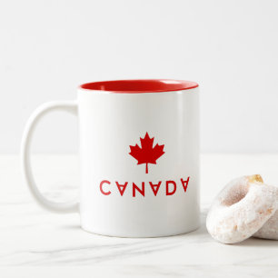 Canada Maple Leaf Upside-Down Lettering Colour Two-Tone Coffee Mug