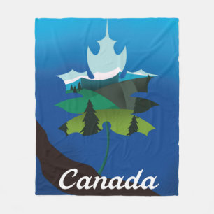 Canada maple leaf vintage style travel poster fleece blanket