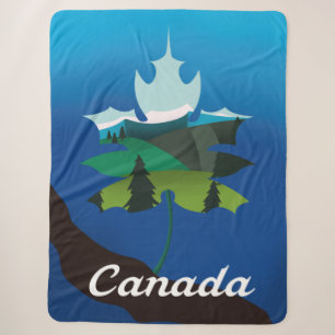 Canada maple leaf vintage style travel poster sherpa blanket