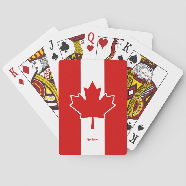 Canada Maple Leaf with Name Playing Cards (Back)