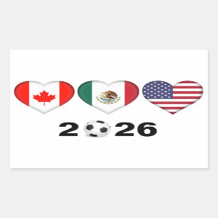 Canada Mexico USA hosting Football Tournament 2026 Rectangular Sticker