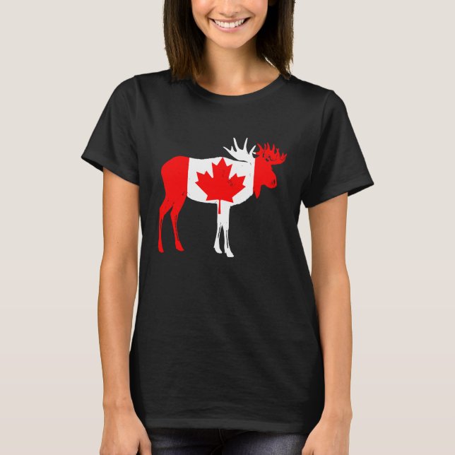 Canada Moose Canadian Flag Pride T-Shirt (Front)