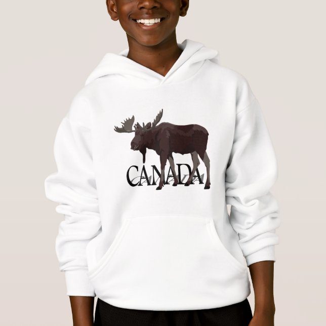Canada Moose Hoodie Kid's Canadian Souvenir Shirt (Front)