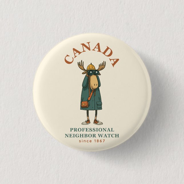 Canada Moose Neighbour Watch 3 Cm Round Badge (Front)