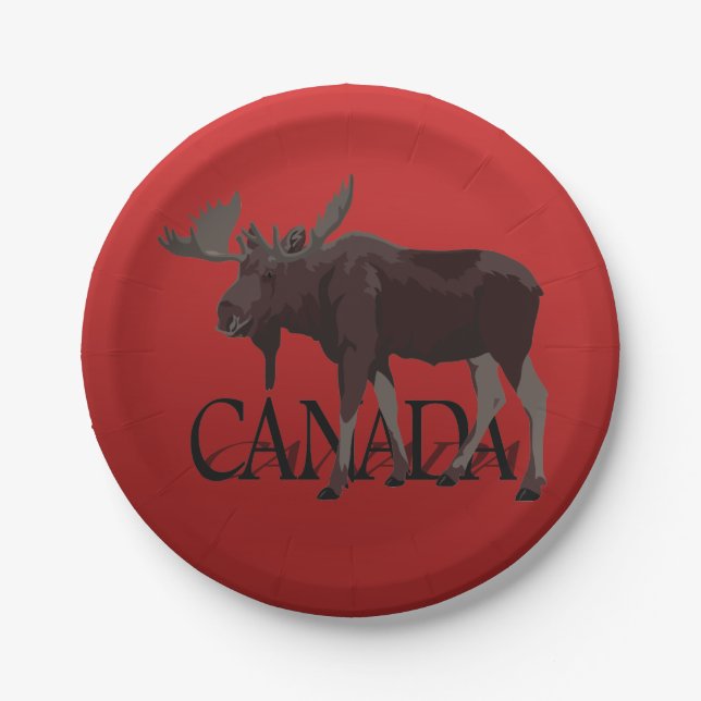 Canada Moose Plates Canada Day Paper Plates (Front)