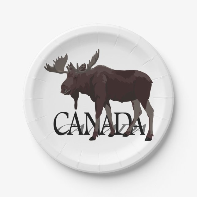 Canada Moose Plates Canada Day Paper Plates (Front)