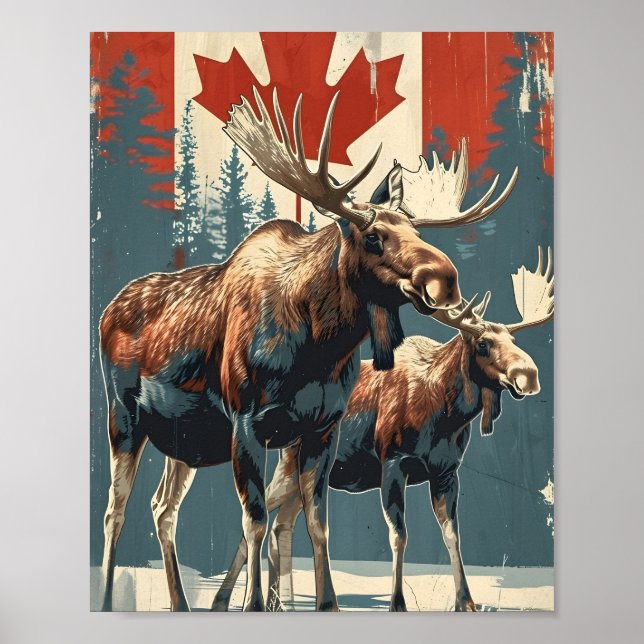 Canada moose vintage poster (Front)