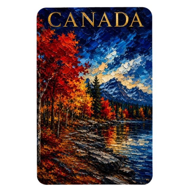 Canada Mountain Lake Art Souvenir Magnet (Vertical)