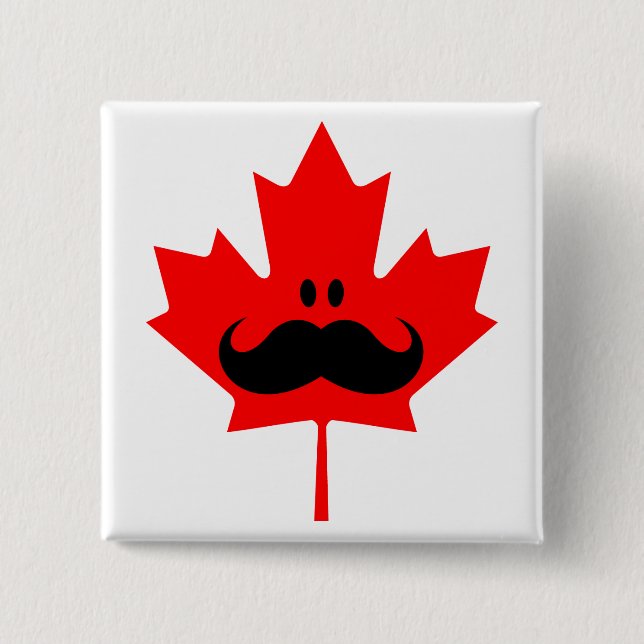 Canada Moustache - A moustache on red maple 15 Cm Square Badge (Front)