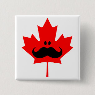 Canada Moustache - A moustache on red maple 15 Cm Square Badge