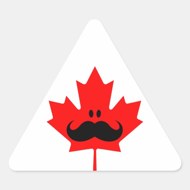 Canada Moustache - A moustache on red maple Triangle Sticker (Front)