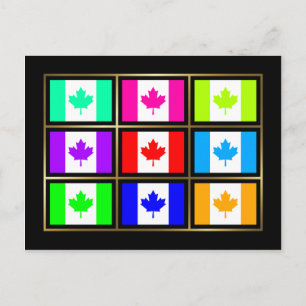 Canada Multihue Flags Postcard
