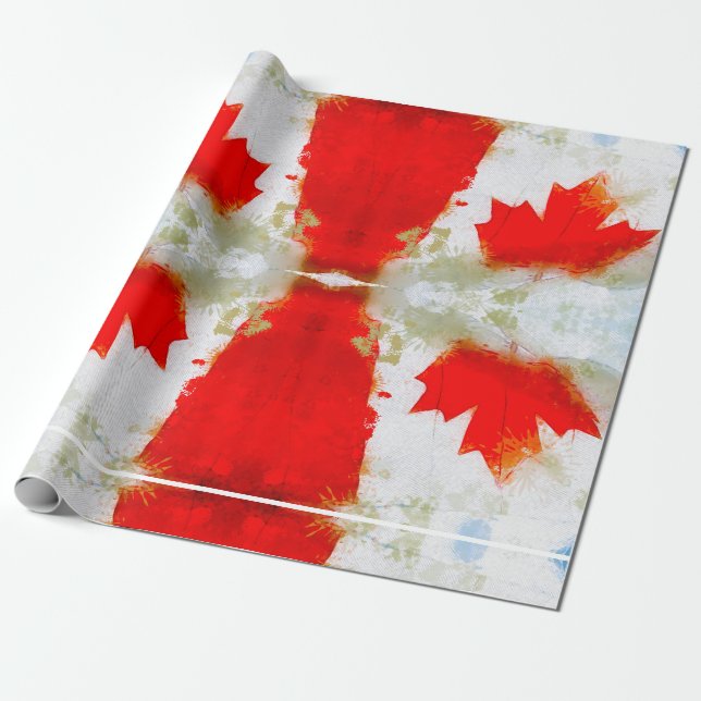 Canada My Canada (Canadian Flag) Wrapping Paper (Unrolled)