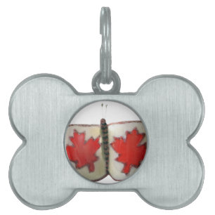 Canada National Flag: Butterfly Marple Leaves  Pet ID Tag