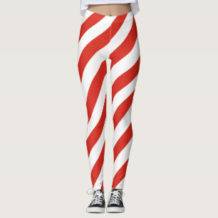Canada National Flag Colours Diagonal Striped Leggings
