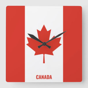 Canada National Flag Patriotic Square Wall Clock